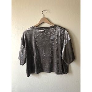 Urban Outfitters Tops - URBAN OUTFITTERS grey velour crop short sleeve top Urban Outfitters Tops - URBAN OUTFITTERS grey velour crop short sleeve top